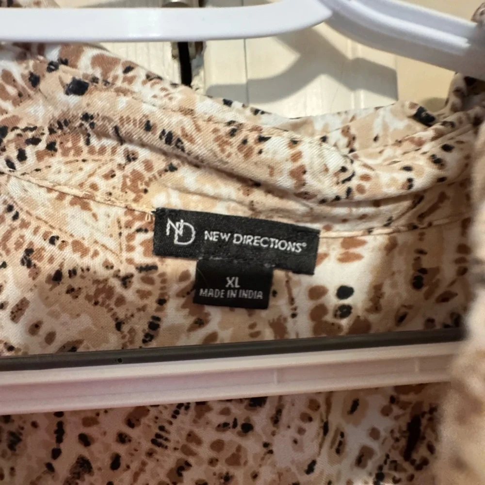 New Directions Abstract Print Shirt - Brown and Cream - Picture 5 of 5